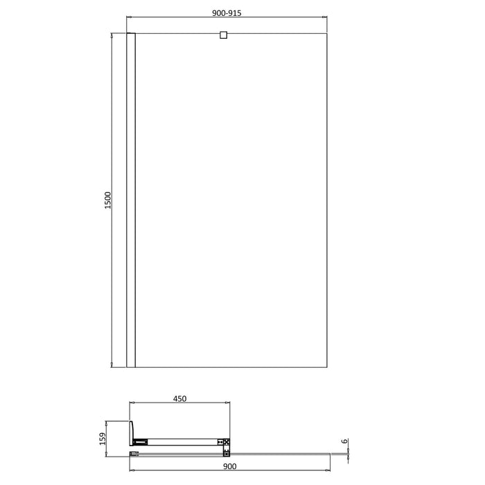 Britton Hoxton 6 Fixed Single Bath Screen - 1500mm x 900mm