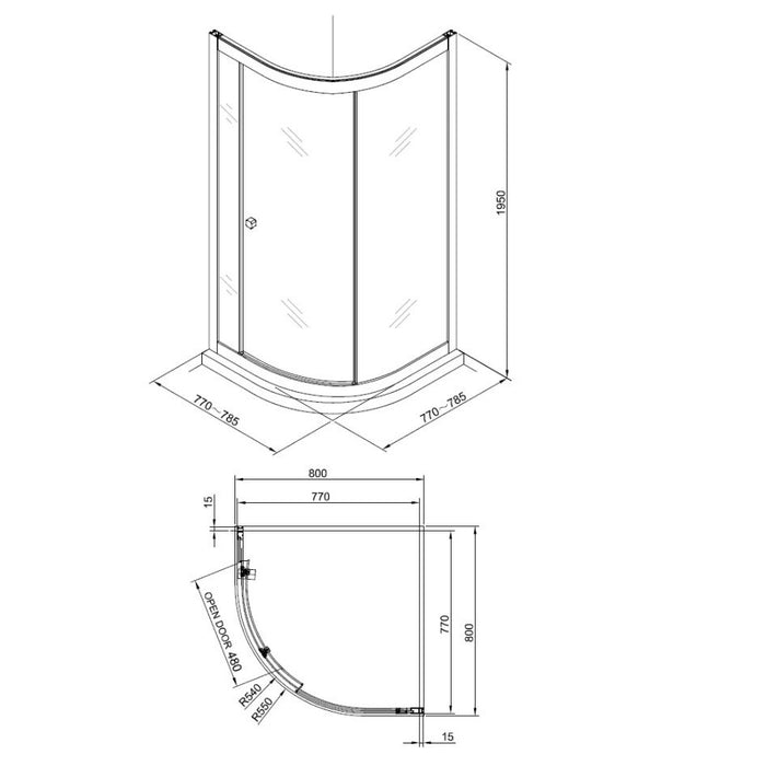 Britton Hoxton 6 Single Door Quadrant Shower Enclosure