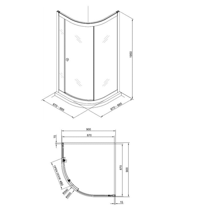Britton Hoxton 6 Single Door Quadrant Shower Enclosure