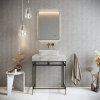 Scudo Sanctuary Matt Black Furniture Frame with Venato Carrara White Marble Worktop Slab - 800mm Wide