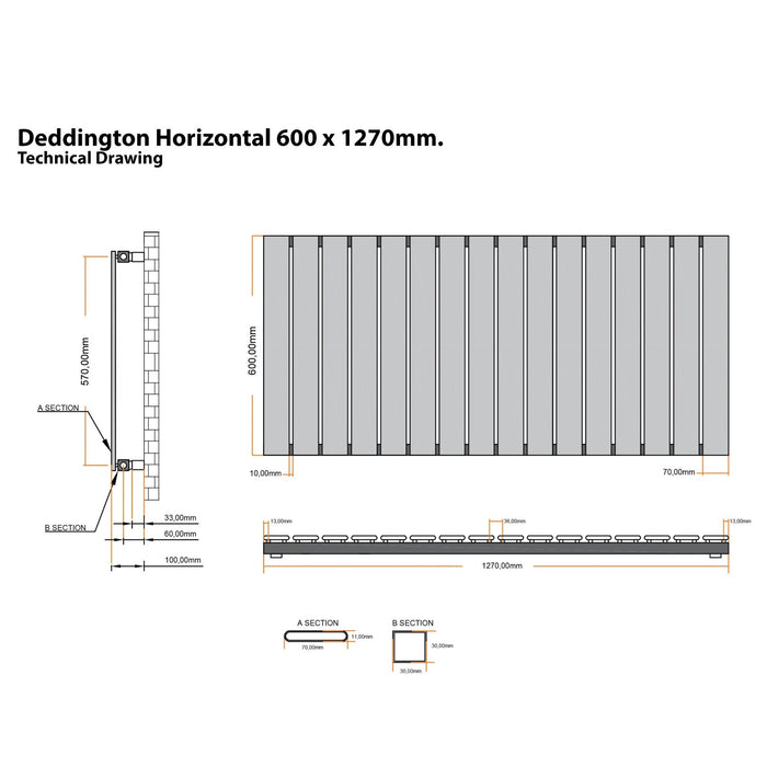 Eastbrook Deddington Horizontal Designer Radiator - Gloss White