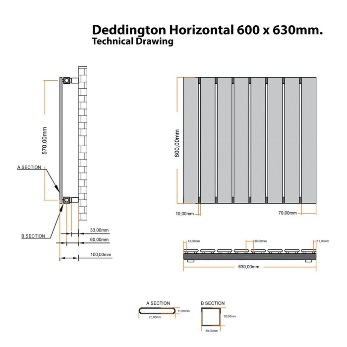 Eastbrook Deddington Horizontal Designer Radiator - Gloss White