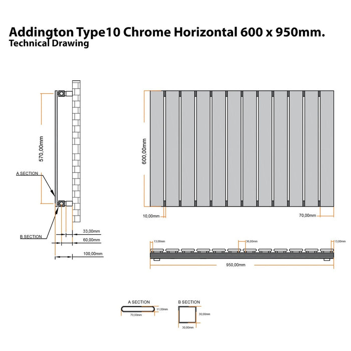 Eastbrook Deddington Horizontal Designer Radiator - Gloss White