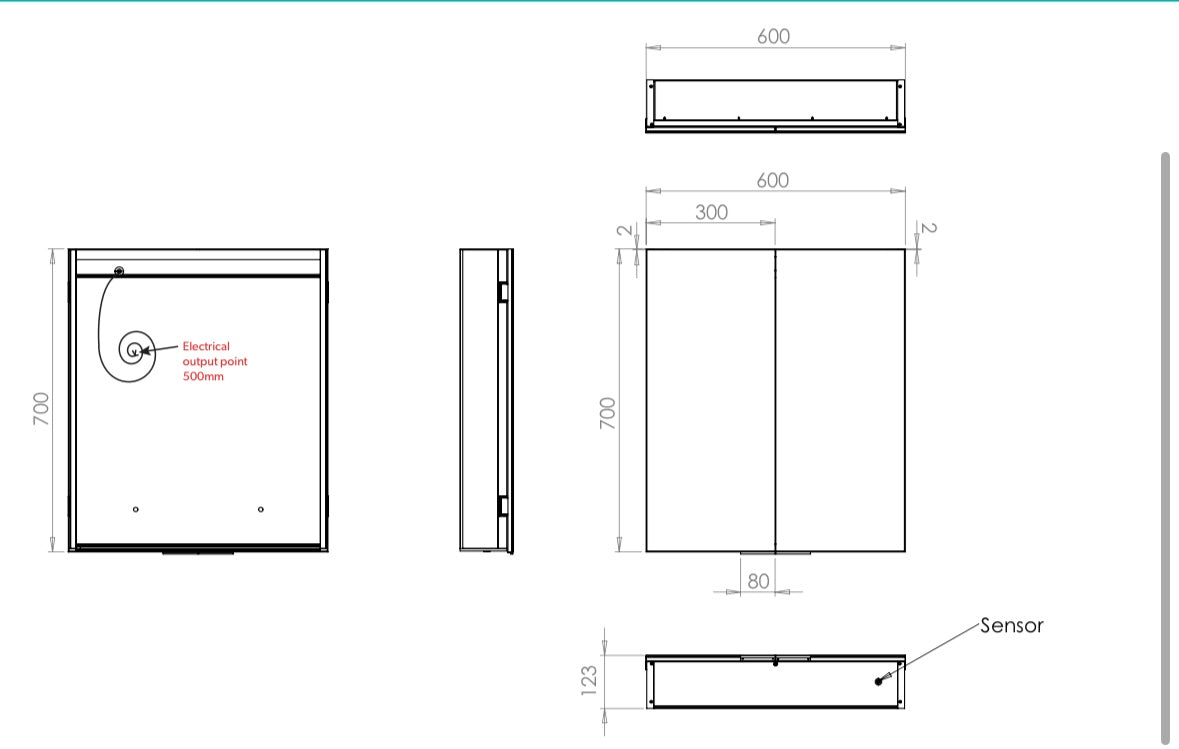 HIB Euna 2 Door Illuminated LED Mirror Cabinet