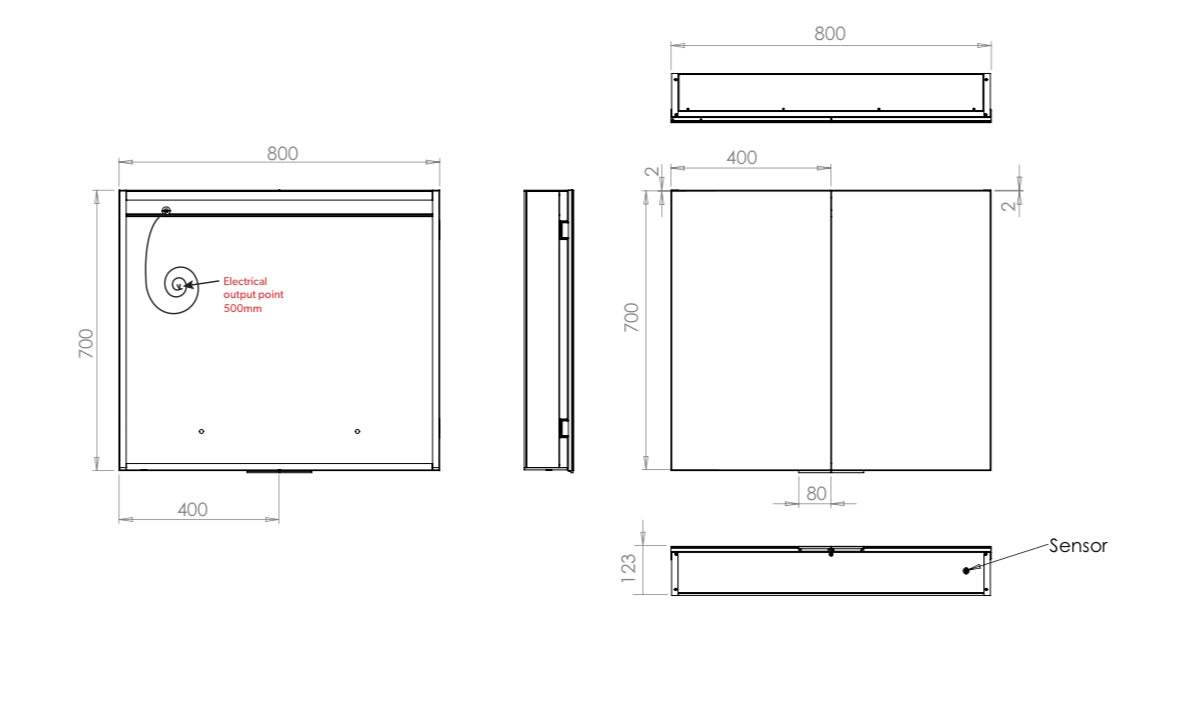 HIB Euna 2 Door Illuminated LED Mirror Cabinet