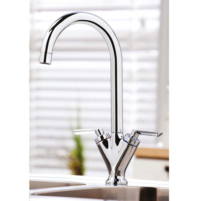 Scudo Olicana Dual Lever Mono Kitchen Mixer Tap - Chrome