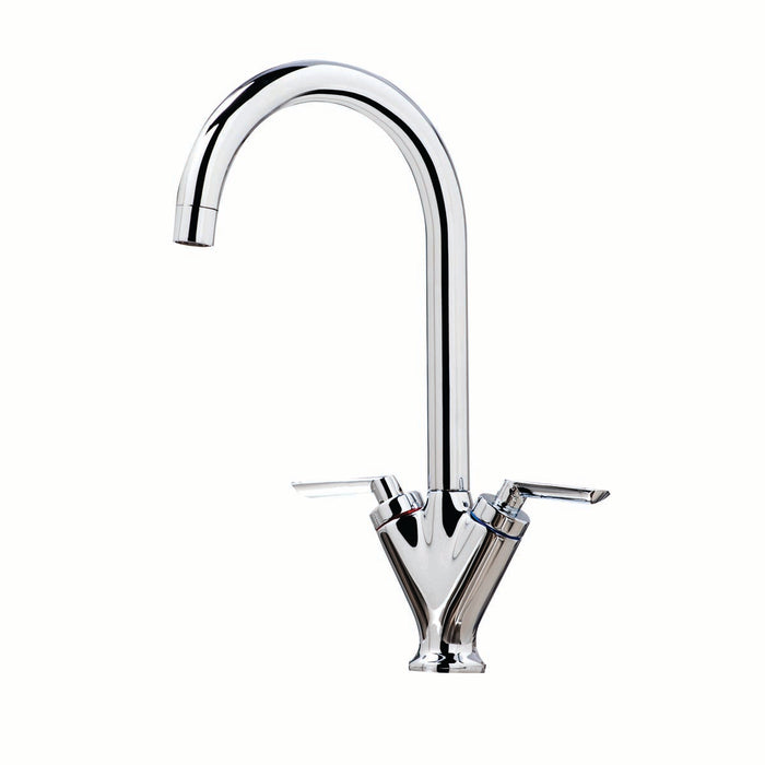 Scudo Olicana Dual Lever Mono Kitchen Mixer Tap - Chrome