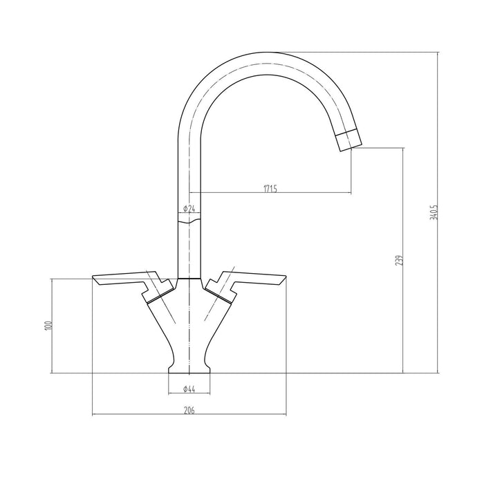 Scudo Olicana Dual Lever Mono Kitchen Mixer Tap - Chrome