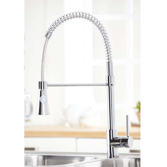 Scudo Tirare Spring Neck Single Lever Kitchen Mixer Tap with Pull-Out Spray