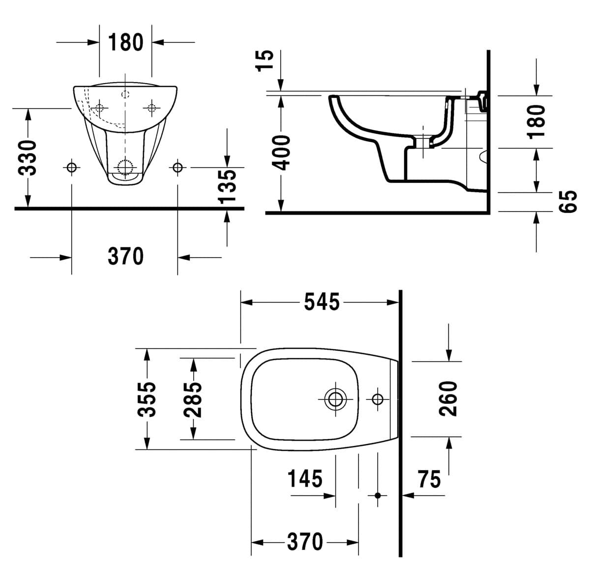 Duravit D - Code Wall Hung Bidet