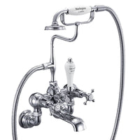 Burlington Claremont Wall Mounted Bath Shower Mixer Tap with Handheld Kit