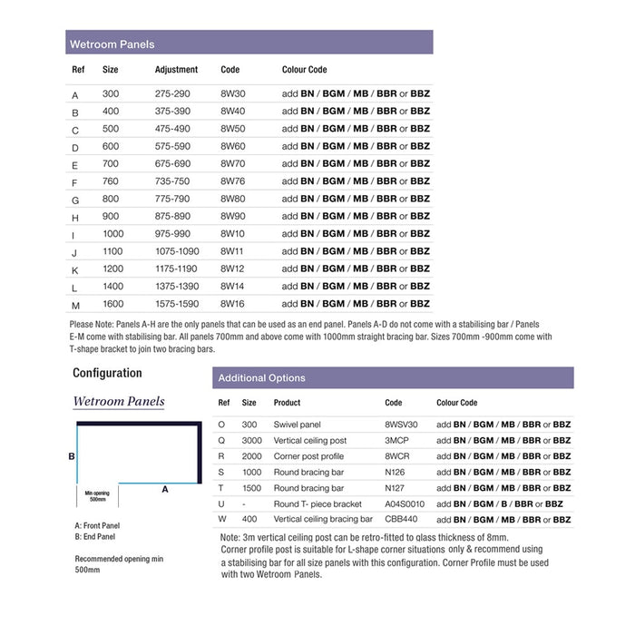 Merlyn Versa Wet Room Glass Shower Panel