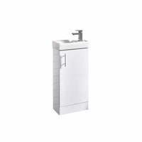Scudo Lanza 400mm 1 Door Cloakroom Floorstanding Vanity Unit with Basin & Handle - Gloss White