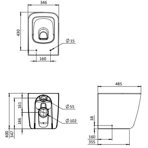 Crosswater Libra Rimless Back to Wall Toilet And Soft Close Seat