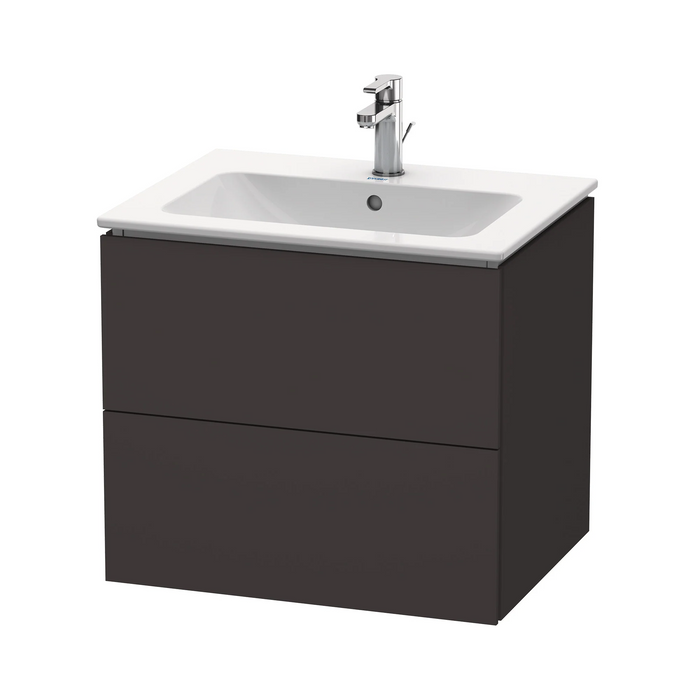 Duravit L-Cube Wall Mounted 2-Drawer Vanity Unit With Ceramic Basin - Graphite Super Matt