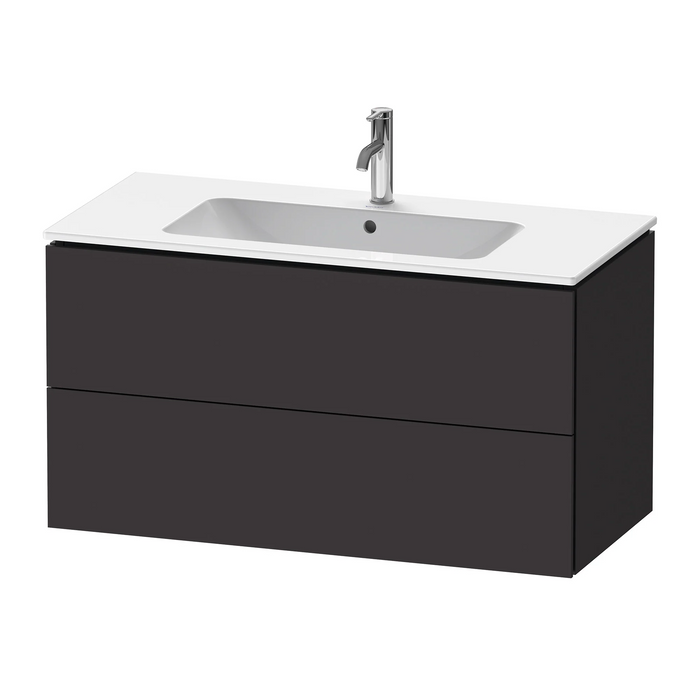 Duravit L-Cube Wall Mounted 2-Drawer Vanity Unit With Ceramic Basin - Graphite Super Matt