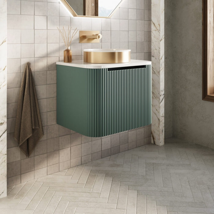 Scudo Linea Curve 1 Drawer Wall Hung Vanity Unit with Integrated Countertop Basin