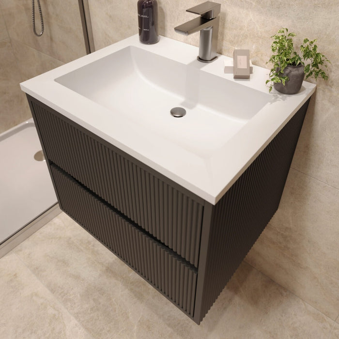 Scudo Linea Square 2 Drawer Wall Hung Vanity Unit with Basin