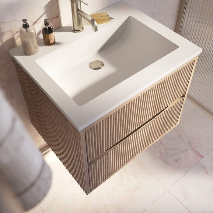 Scudo Linea Square 2 Drawer Wall Hung Vanity Unit with Basin