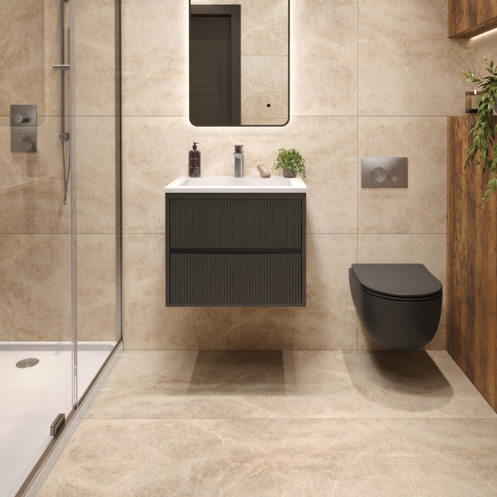 Scudo Linea Square 2 Drawer Wall Hung Vanity Unit with Basin