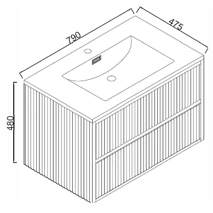 Scudo Linea Square 2 Drawer Wall Hung Vanity Unit with Basin