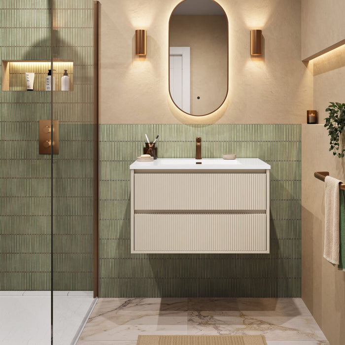Scudo Linea Square 2 Drawer Wall Hung Vanity Unit with Basin