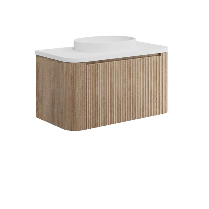Scudo Linea Curve 1 Drawer Wall Hung Vanity Unit with Integrated Countertop Basin