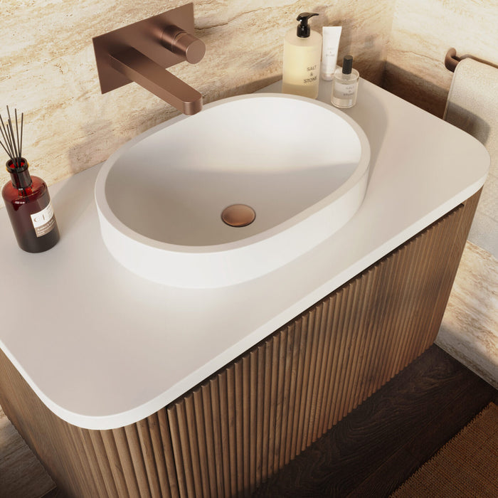 Scudo Linea Curve 1 Drawer Wall Hung Vanity Unit with Integrated Countertop Basin