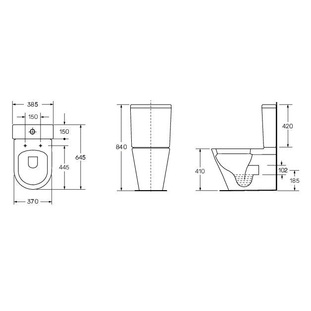 Scudo Linea Rimless Closed Back Close Coupled Toilet with Soft Close Seat