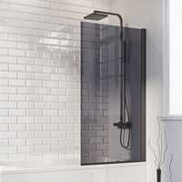 Scudo S6 Mono Square Edge 6mm Fixed Bath Screen 1400mm x 800mm - Black