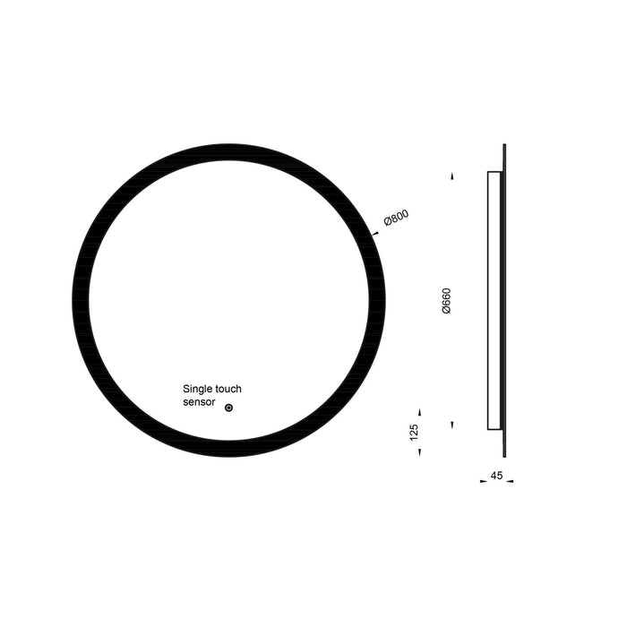 Scudo Lunar Round Illuminated Backlit LED Mirror with Demister Pad