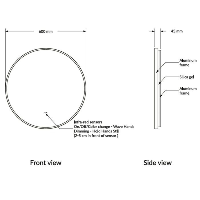 Scudo Macie Round Illuminated LED Mirror - 600mm