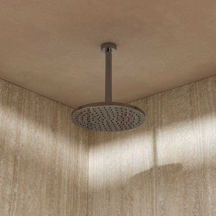 Crosswater Fusion Round Fixed Shower Head With 200mm Ceiling Arm - Ø250mm - Chrome