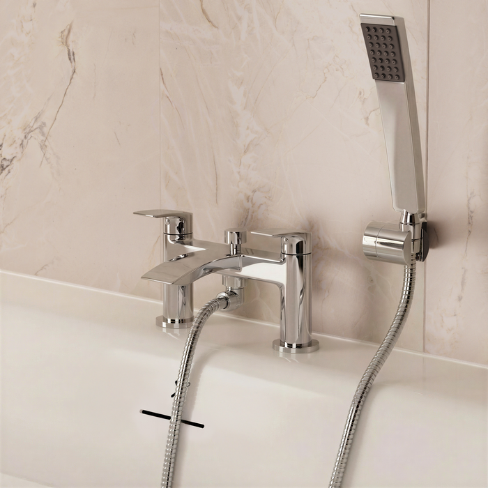 Crosswater Flow Dual Lever Bath Shower Mixer Tap With Kit Chrome