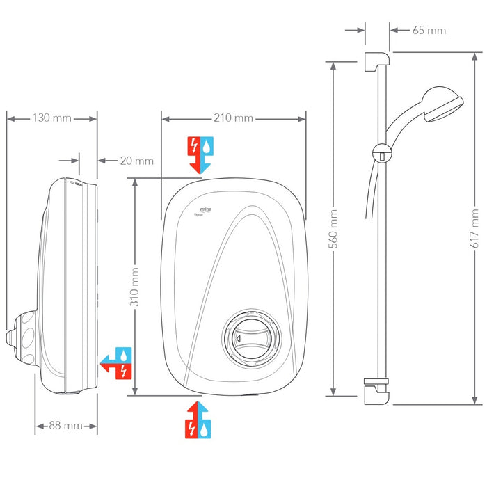 Mira Vigour Thermostatic Power Shower - White/Chrome