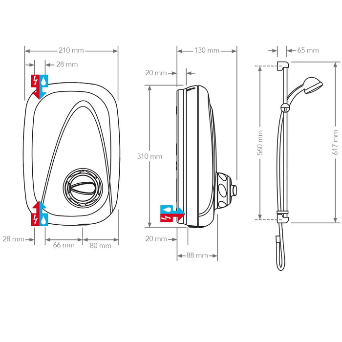 Mira Vigour Manual Power Shower - White/Chrome