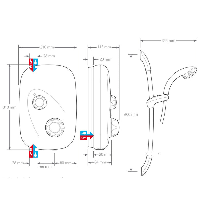 Mira Event XS Manual Power Shower - White/Chrome