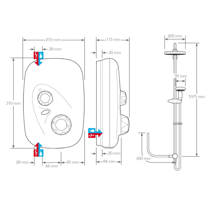 Mira Event XS Thermostatic Dual Power Shower - White/Chrome