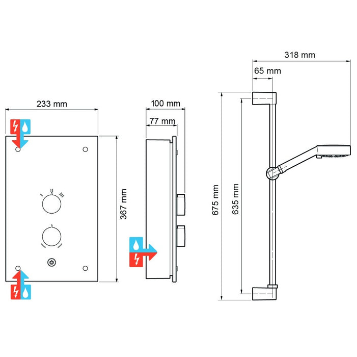 Mira Azora 9.8kW Electric Shower - Frosted Glass
