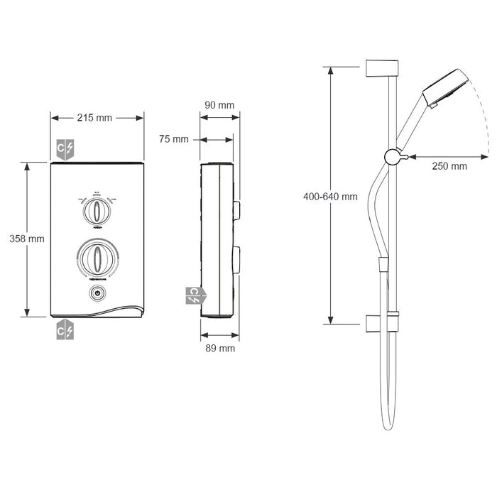 Mira Sport Manual Electric Shower - White/Chrome