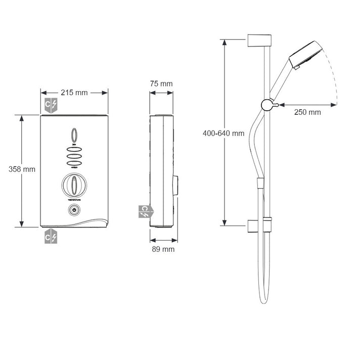 Mira Sport Max Electric Shower - White/Chrome