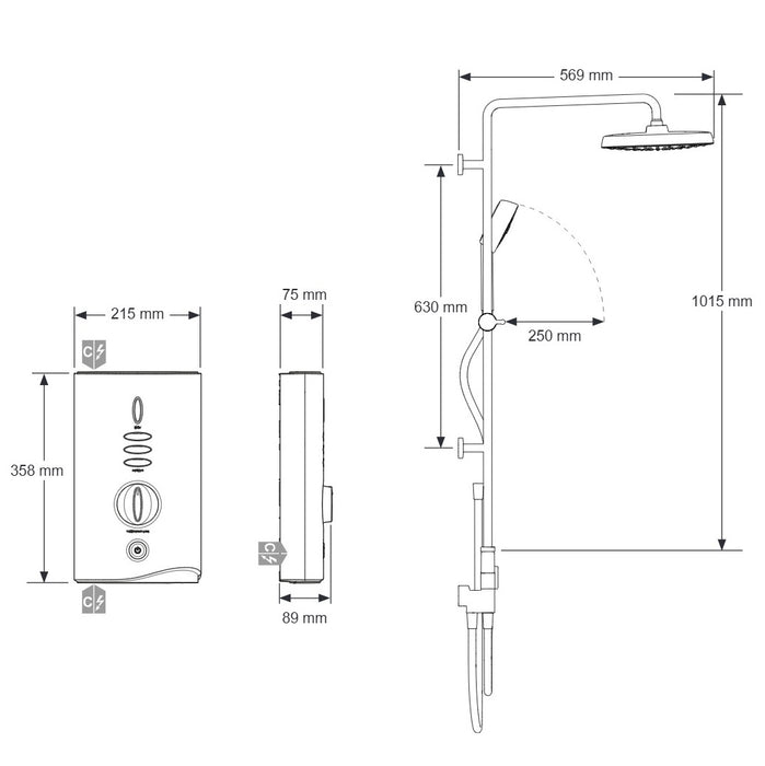 Mira Sport Max Dual 10.8 kW Electric Shower - White/Chrome