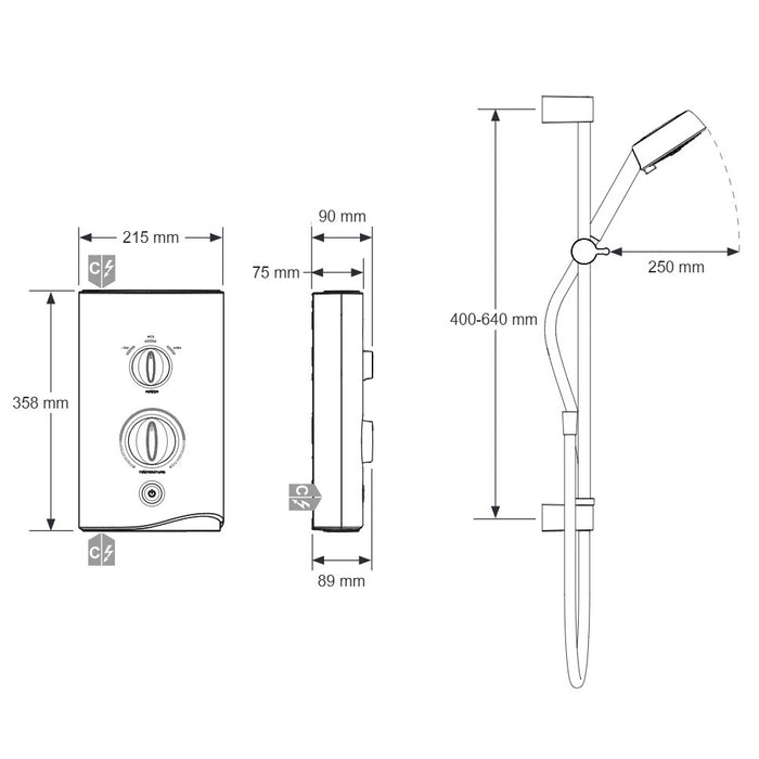 Mira Sport Thermostatic Electric Shower - White/Chrome