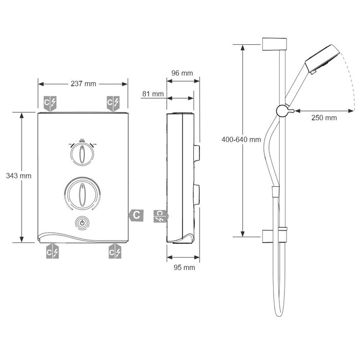 Mira Sport Multi-Fit Electric Shower - White/Chrome