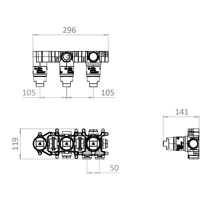 Crosswater MPRO Module 2 Outlet 2 Handle Shower Valve With Trim set And Handset
