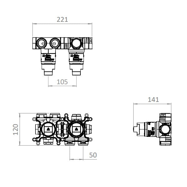 Crosswater MPRO Module 3 Outlet 2 Handle Shower Valve With Trim set