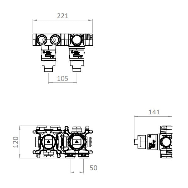 Crosswater Module 3ONE6  3 Outlet Thermostatic Concealed Shower Valve With Diverter Trim set
