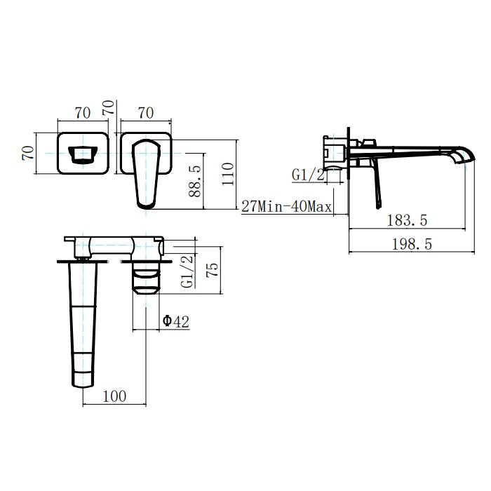 Scudo Montana Wall Mounted Basin Mixer Tap
