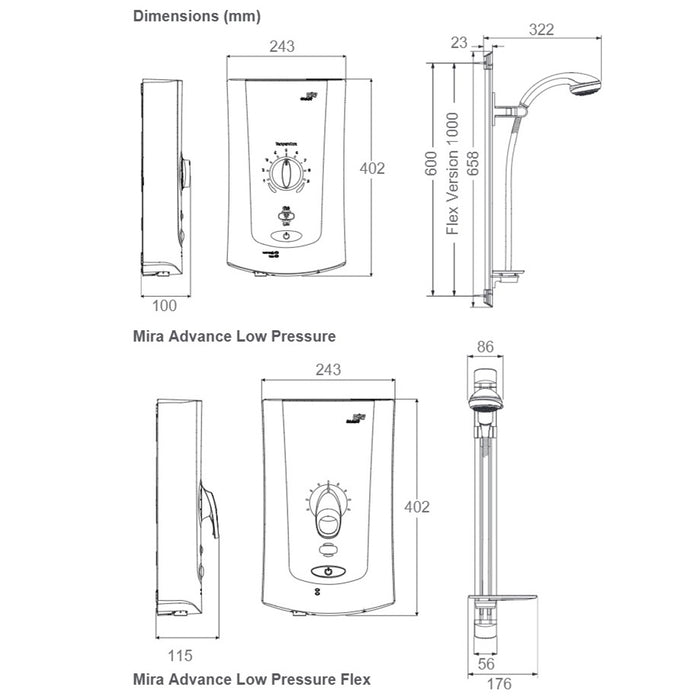 Mira Advance Low Pressure 9.0kW Electric Shower - White