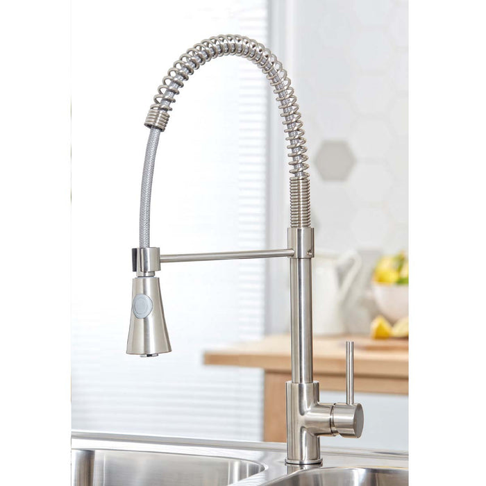 Scudo Tirare Spring Neck Single Lever Kitchen Mixer Tap with Pull-Out Spray